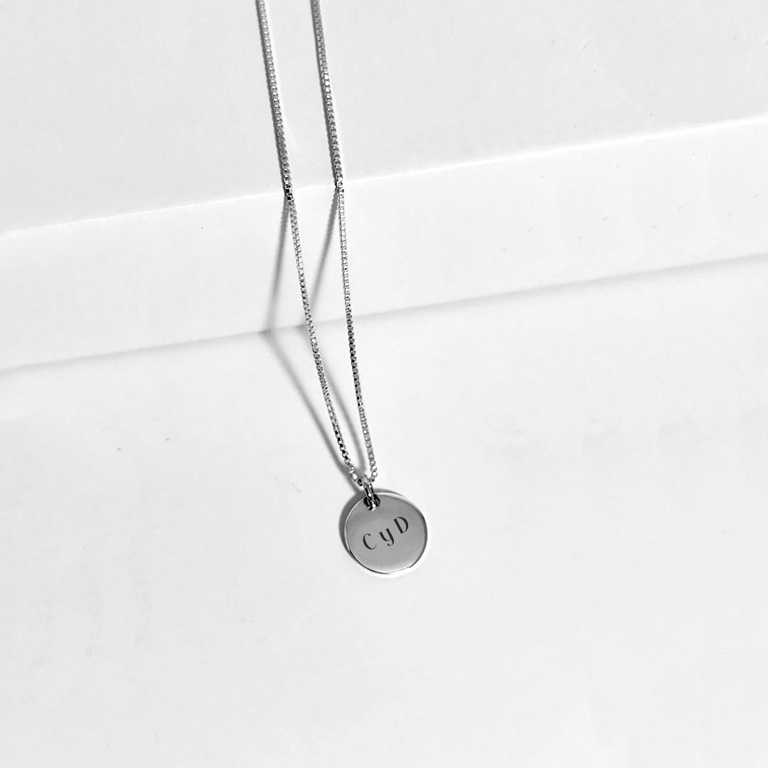 Collar Medalla Iniciales 12mm personalizada - Plata 925