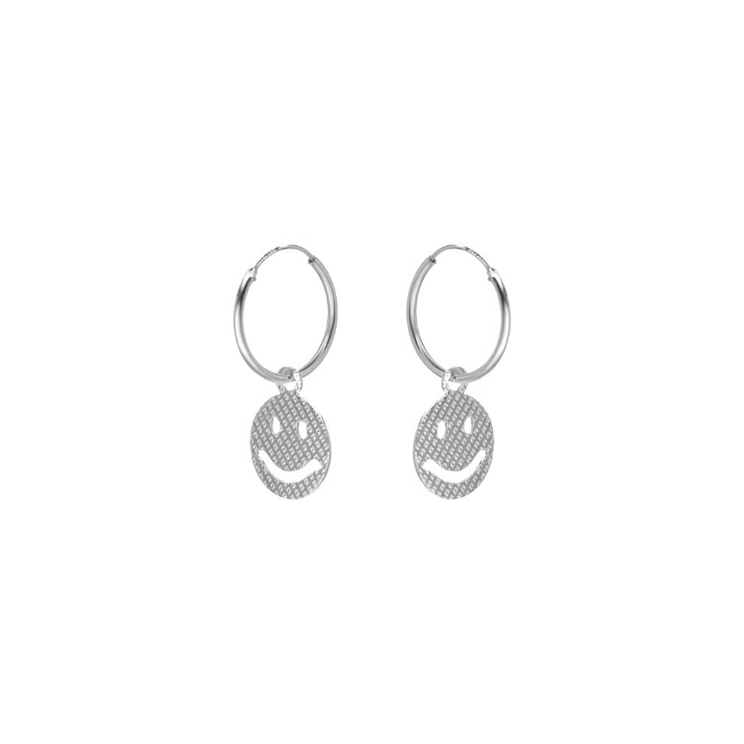 Aros Carita Feliz texturizado - Plata 925