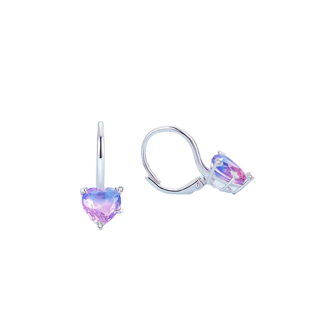 Aros Corazón violeta - Plata 925