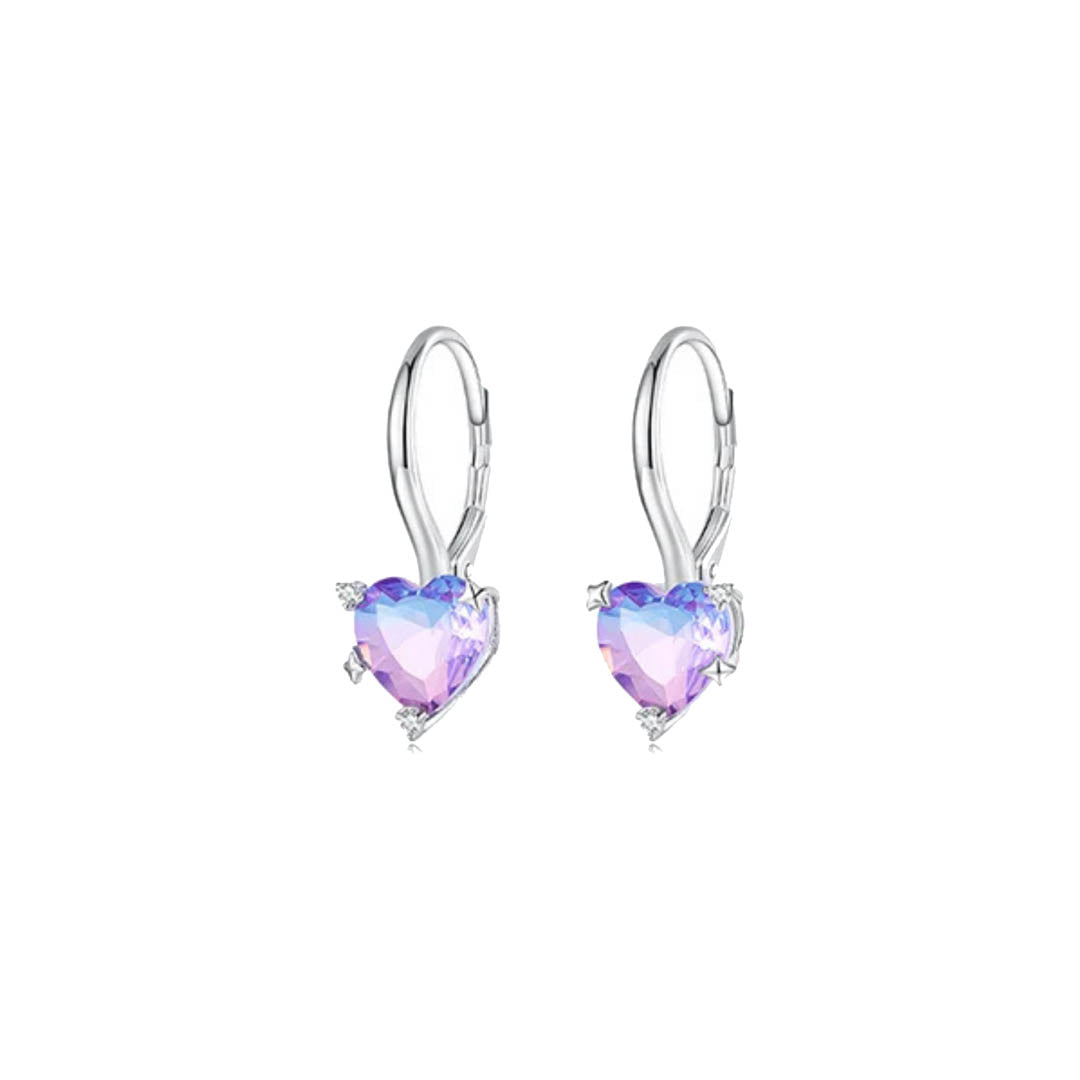 Aros Corazón violeta - Plata 925