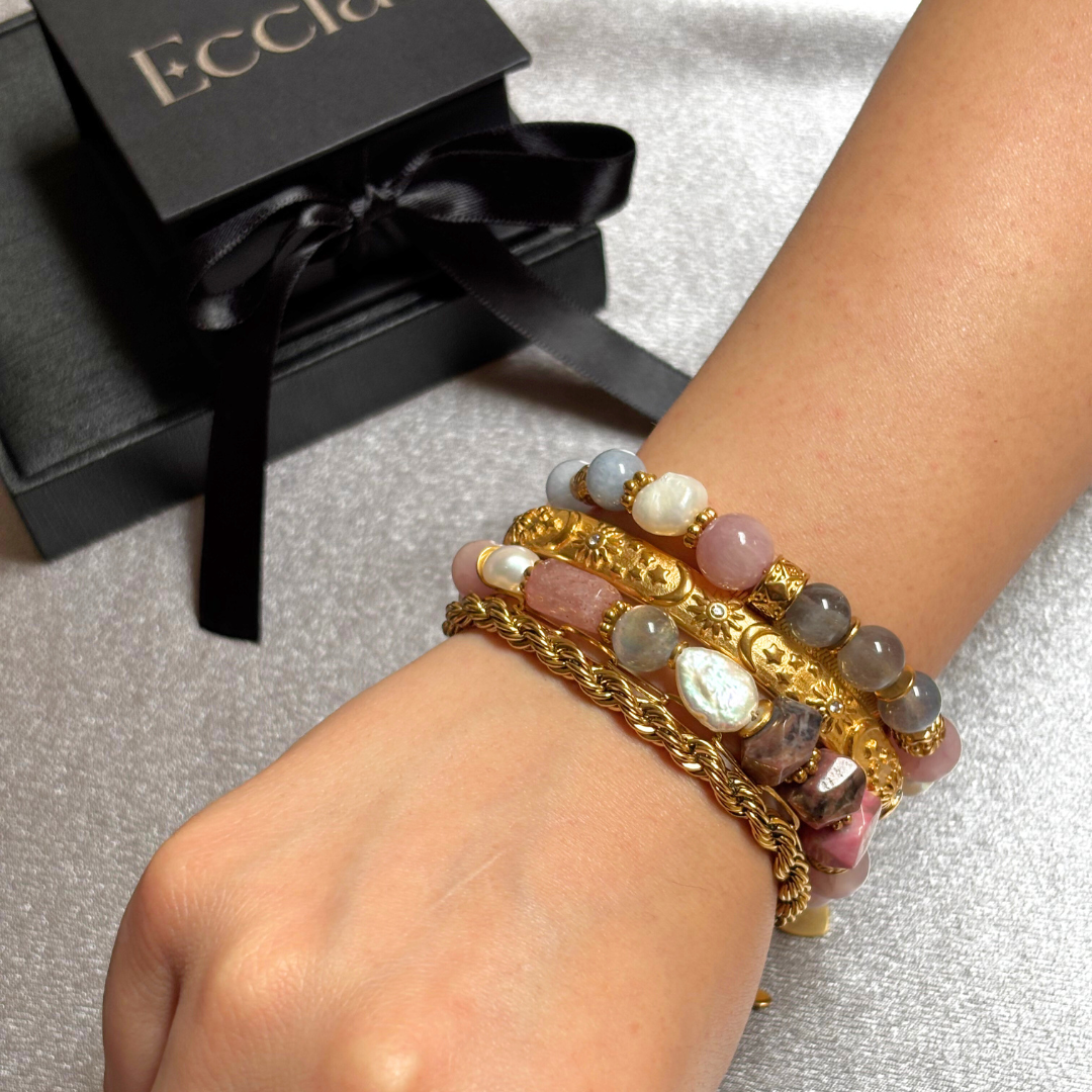 Pulsera Jane - Labradorita, kunzita y calcedonia