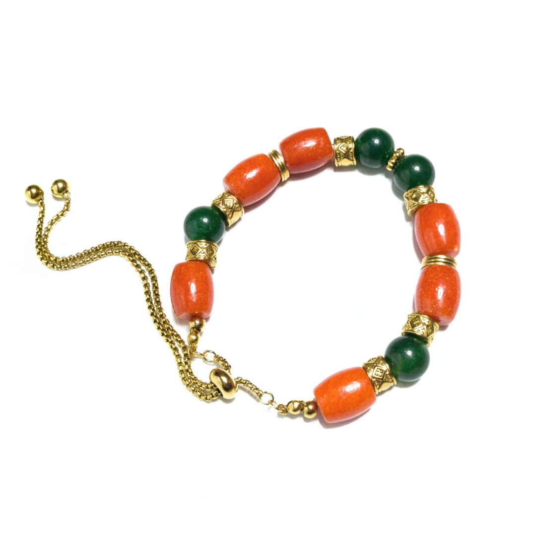 Pulsera Vital - Coral y jade verde (nefrita)