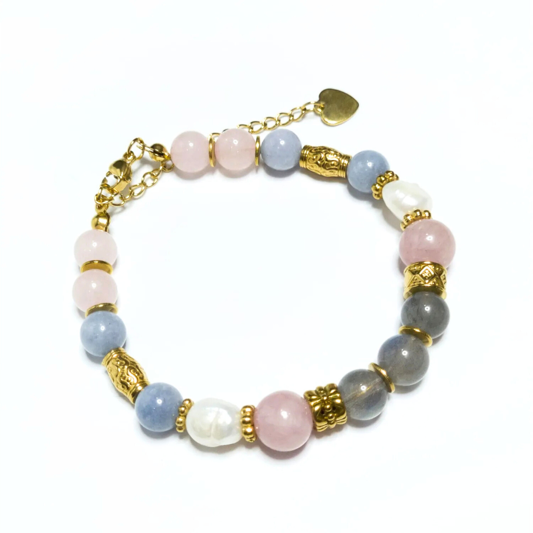 Pulsera Jane - Labradorita, kunzita y calcedonia