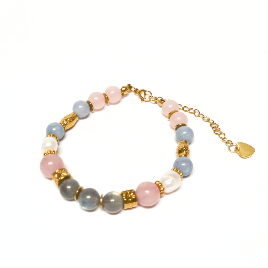 Pulsera Jane - Labradorita, kunzita y calcedonia