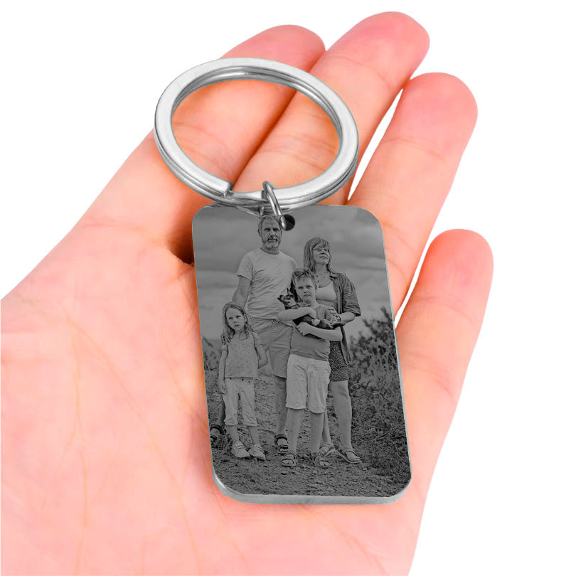 Llavero fotograbado personalizado Rectangular curvado