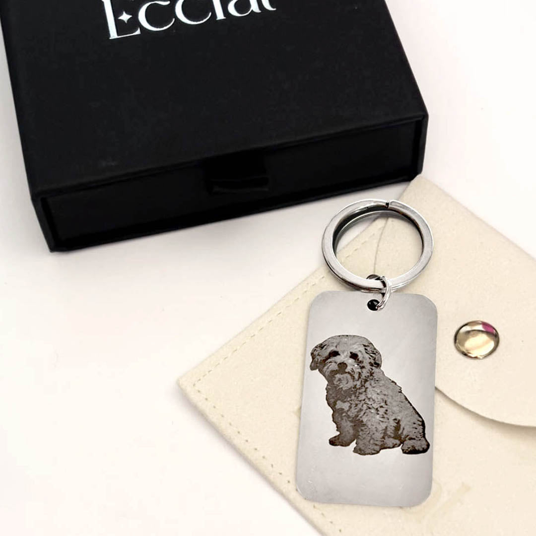 Llavero fotograbado personalizado Rectangular curvado