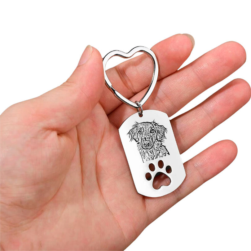 Llavero Fotograbado personalizado Huellita Silver
