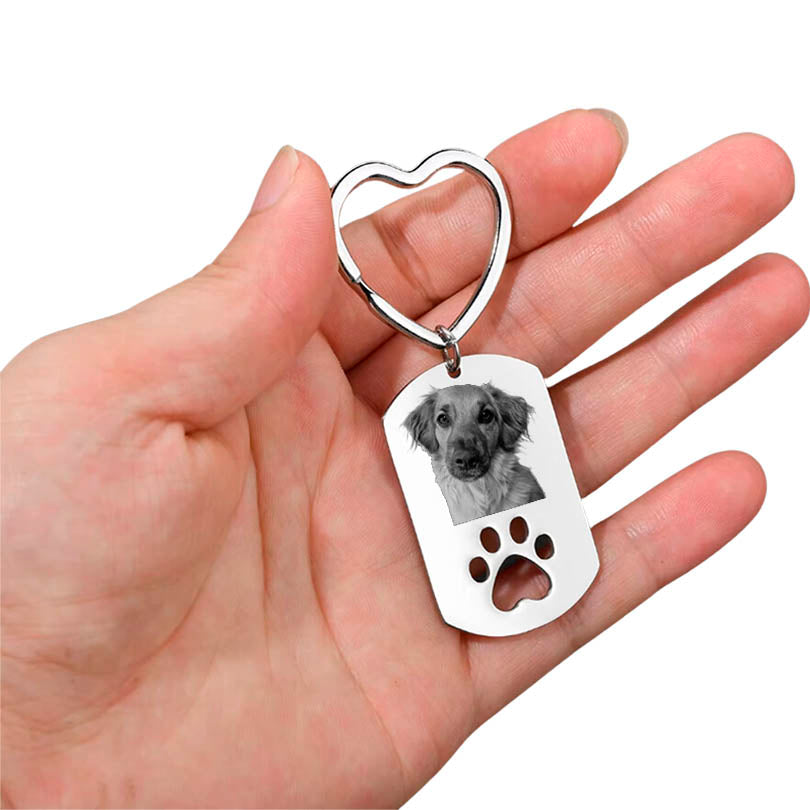 Llavero Fotograbado personalizado Huellita Silver