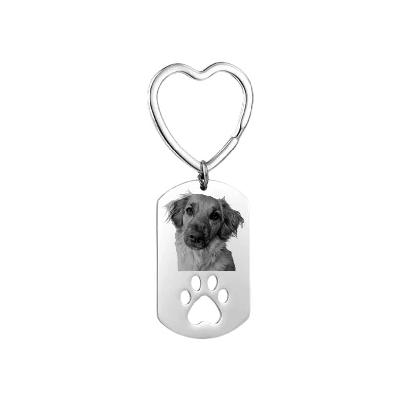 Llavero Fotograbado personalizado Huellita Silver