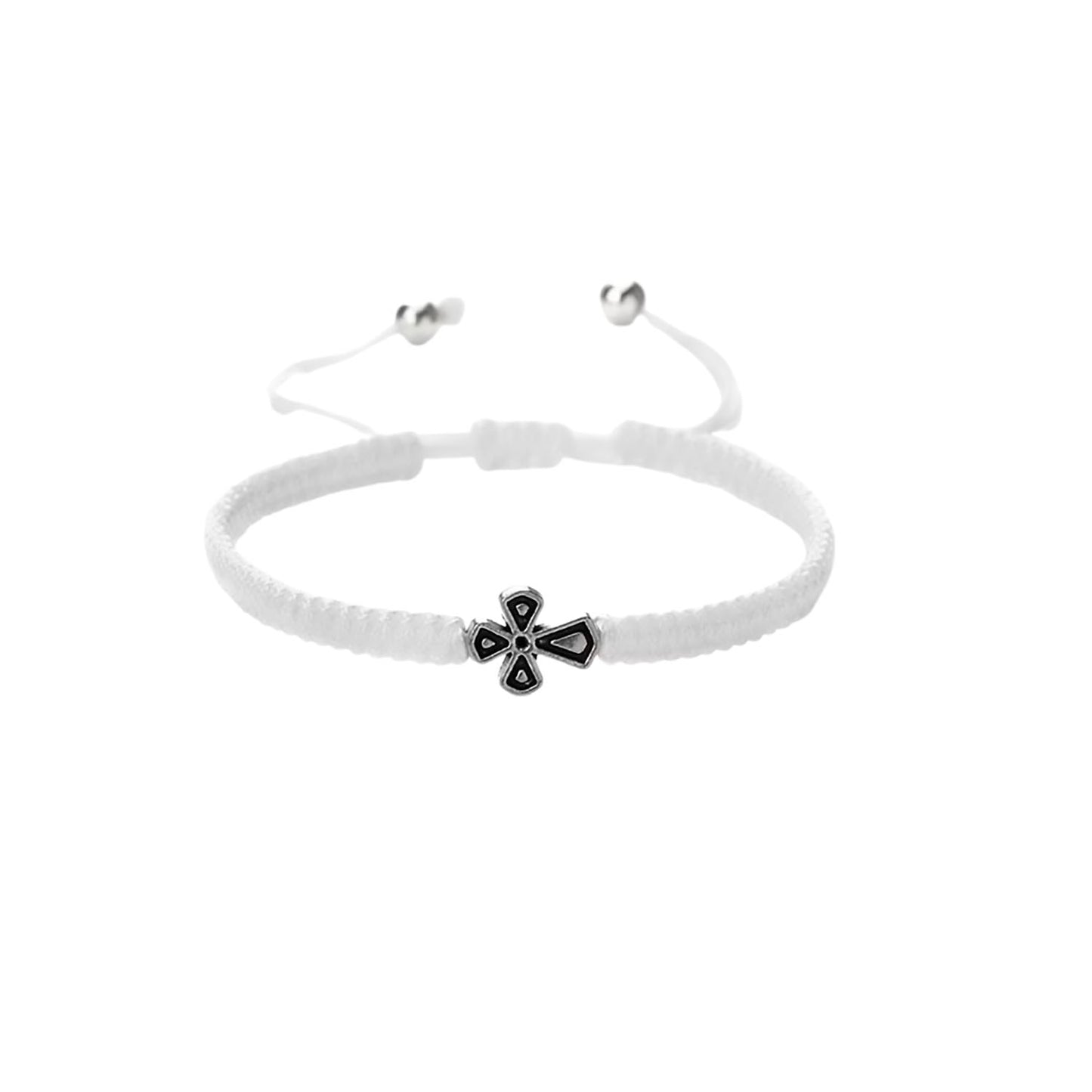 Pulsera de la suerte Cruz White Silver