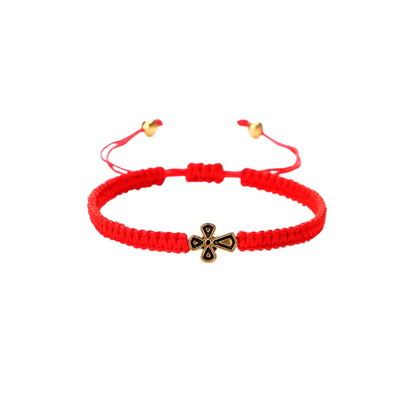 Pulsera de Protección Budista – Hilo Rojo y Cruz Dorada