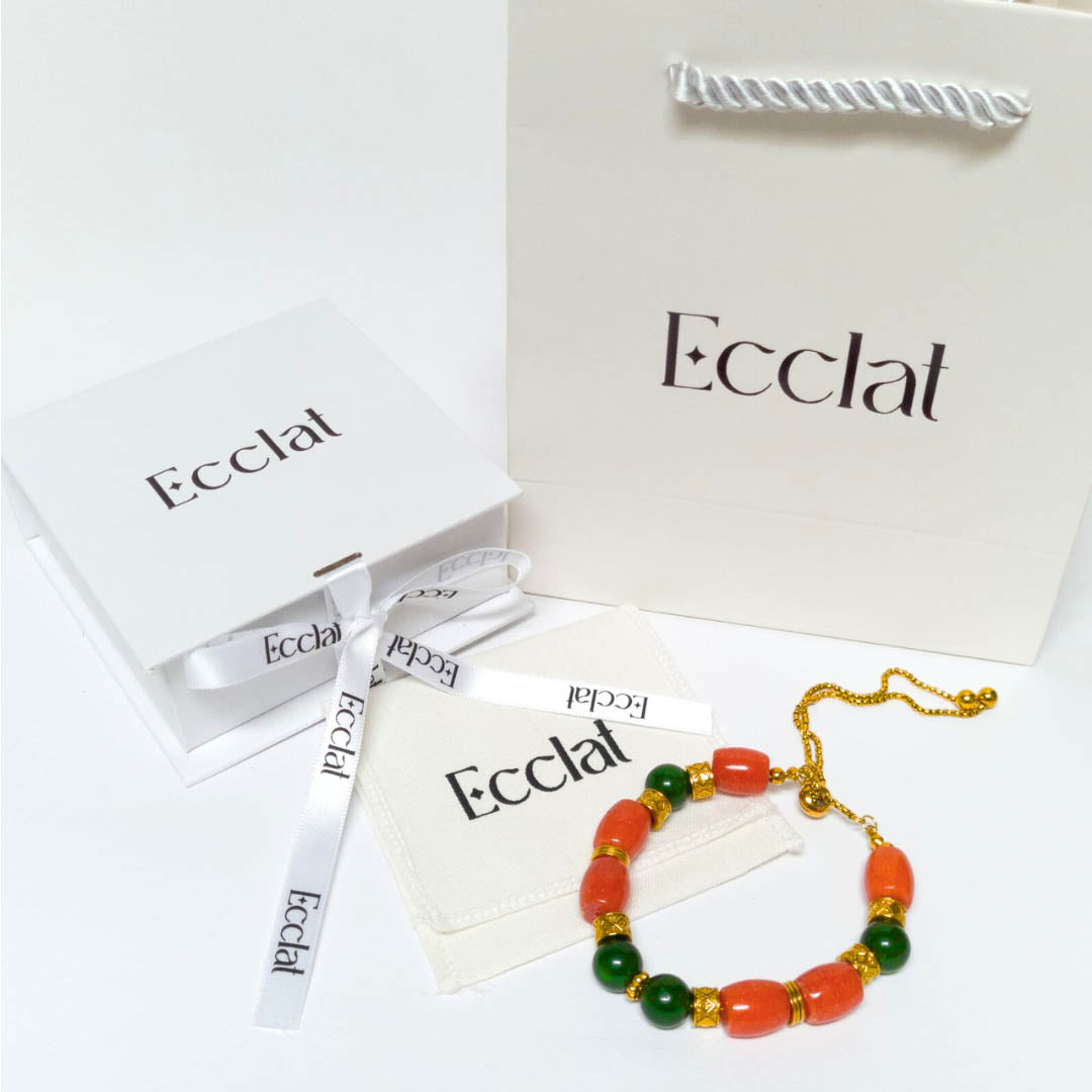Pulsera Vital - Coral y jade verde (nefrita)