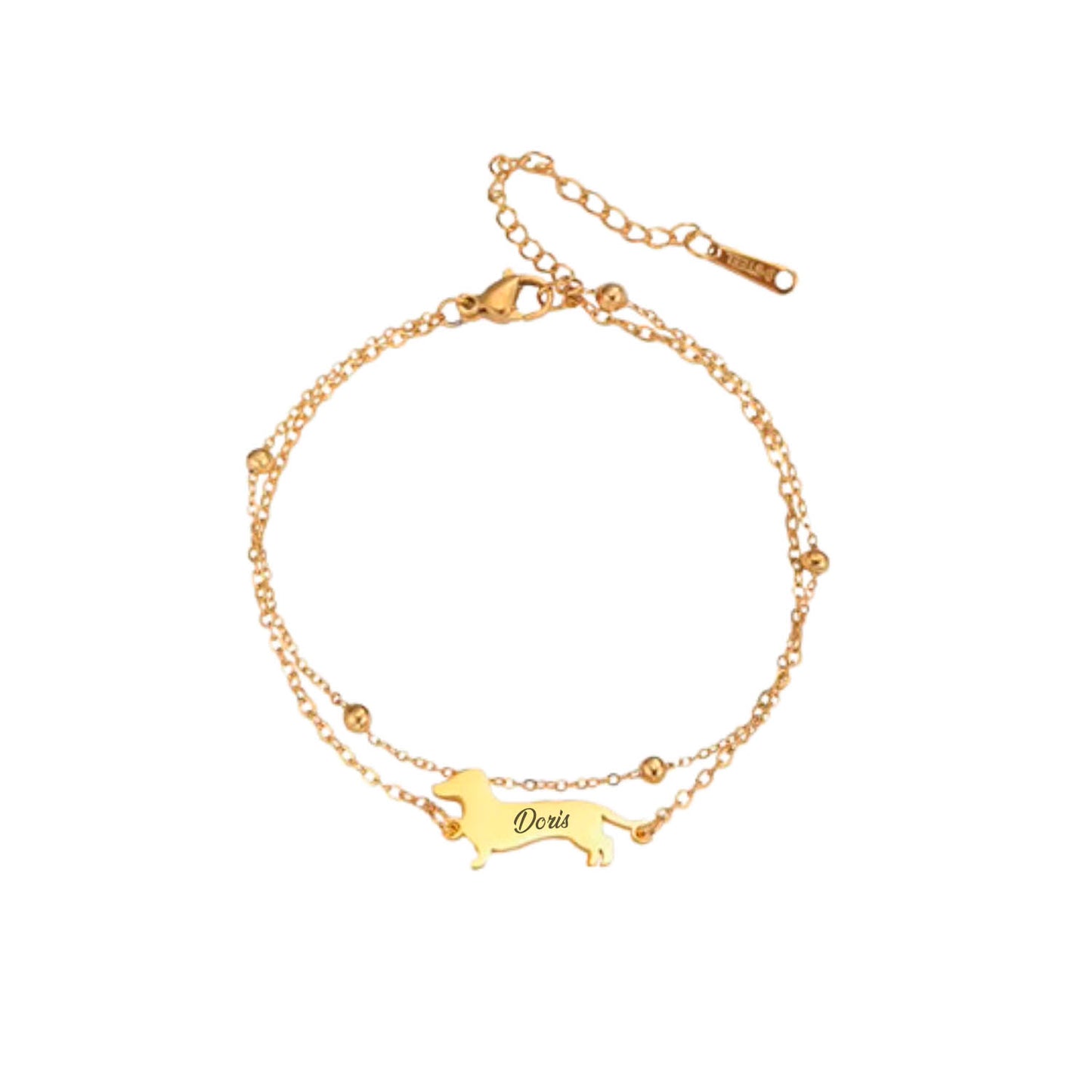 Pulsera con Dije de Perrito Personalizada Gold