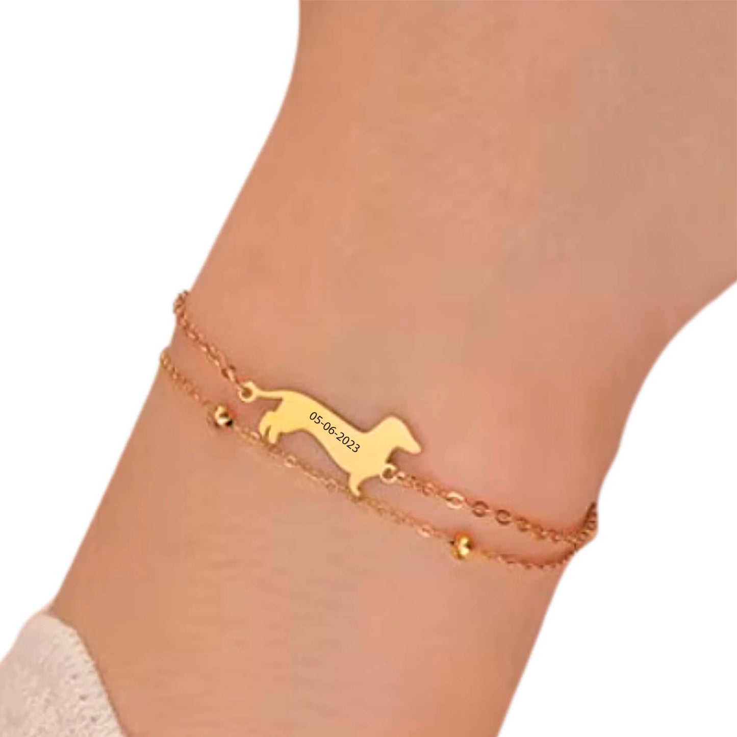Pulsera con Dije de Perrito Personalizada Gold