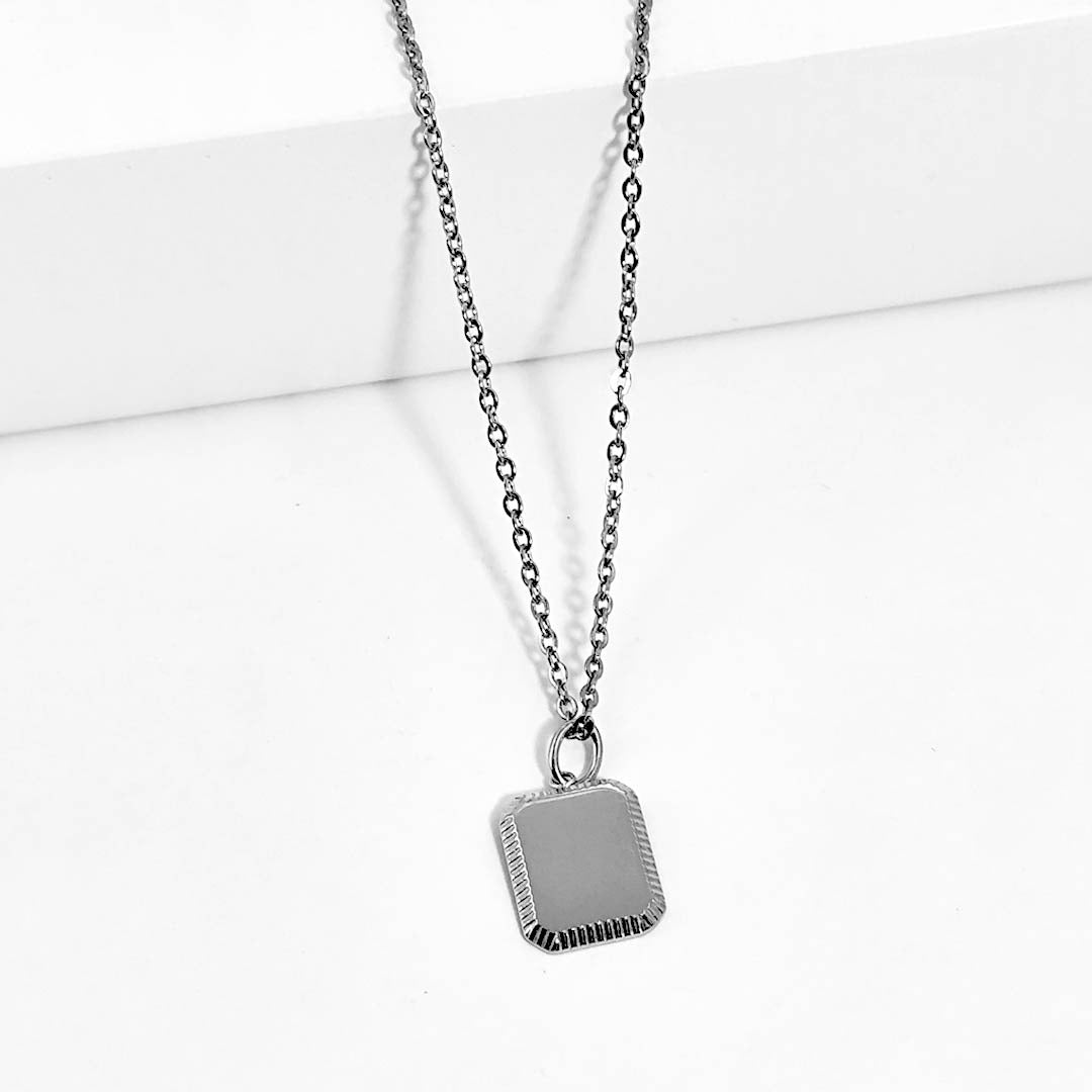 Collar Rectangular Biselado Silver personalizado