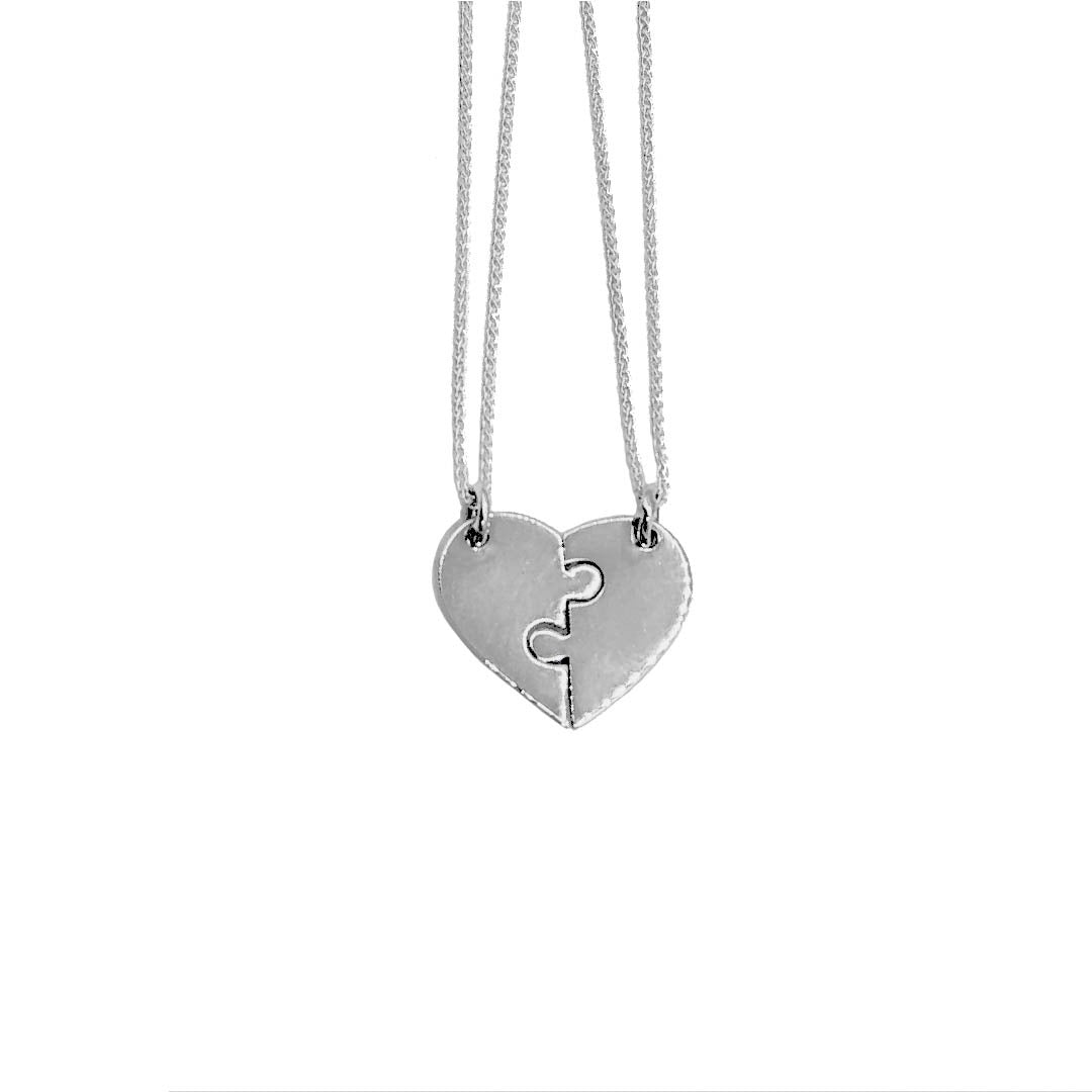 Collar para parejas con corazón dividido – Plata 925