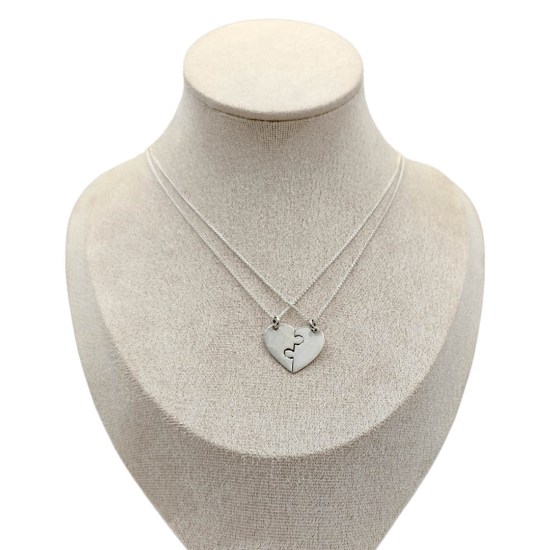 Collar para parejas con corazón dividido – Plata 925
