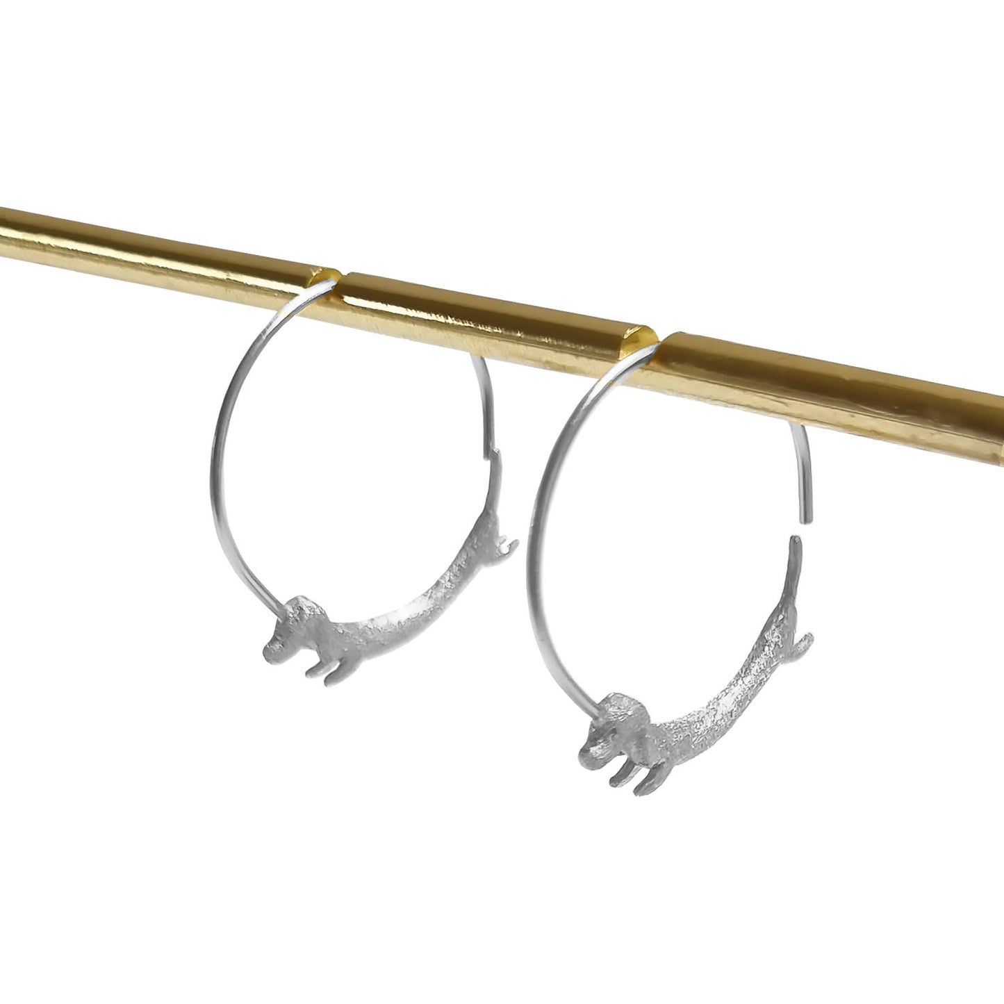 Aros de Plata 925 Tipo Argolla Dachshund Salchicha
