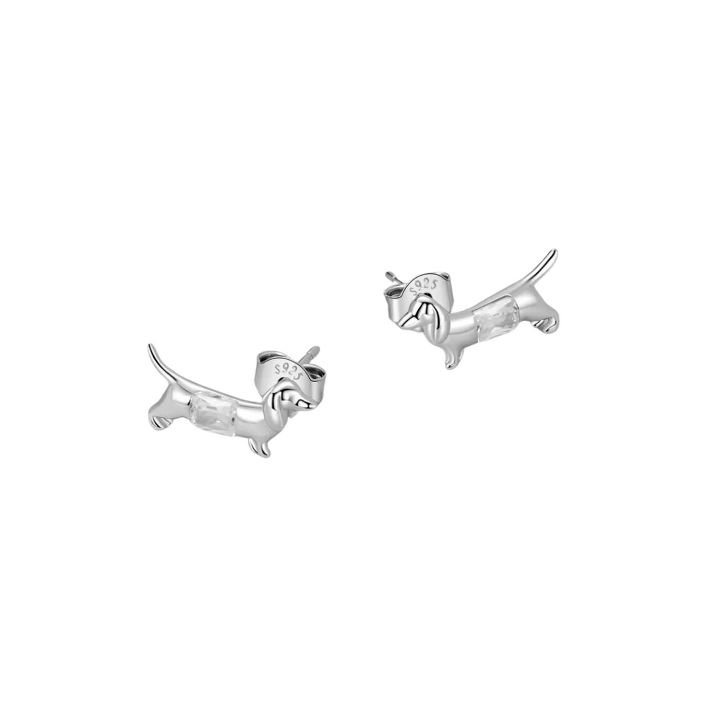 Aros Plata 925 Salchicha Dachshund punto de luz