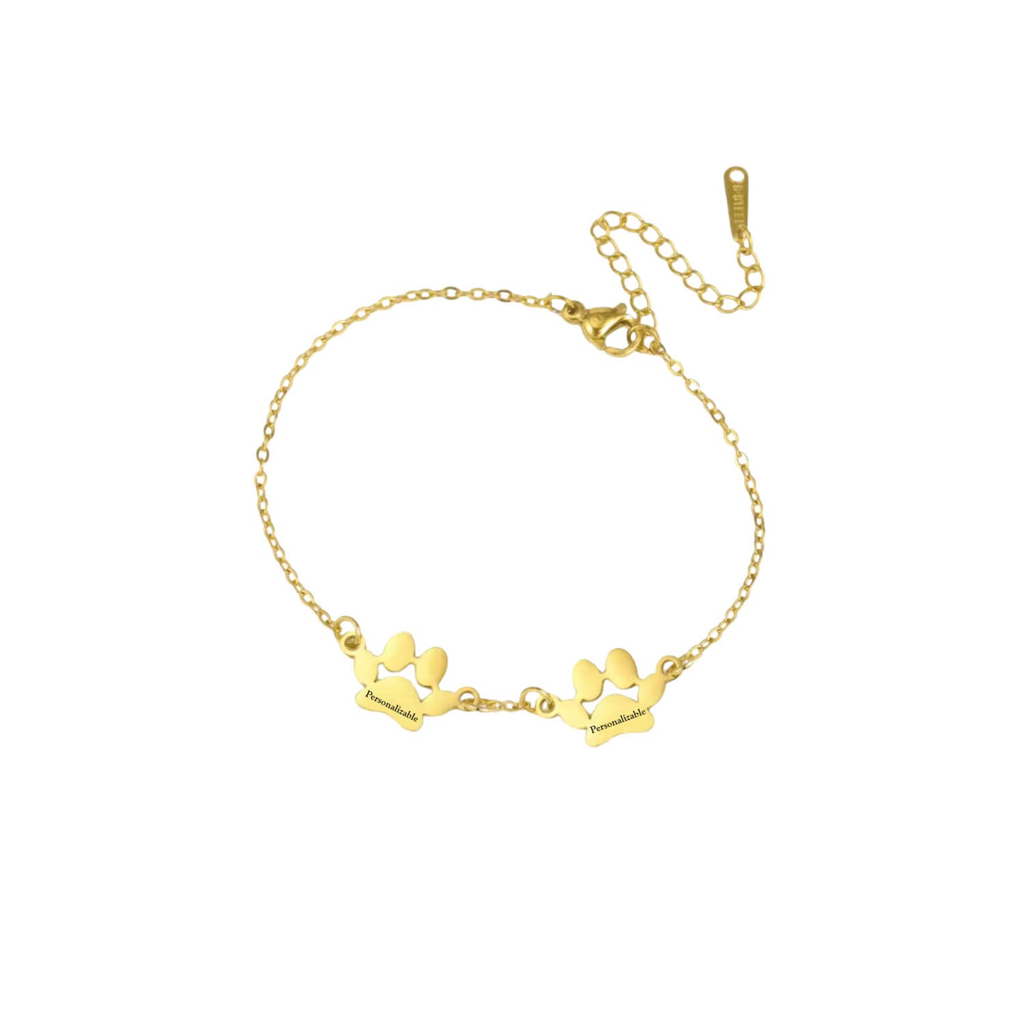 Pulsera con Dije de Huellita Doble Personalizada Gold | Grabado exclusivo
