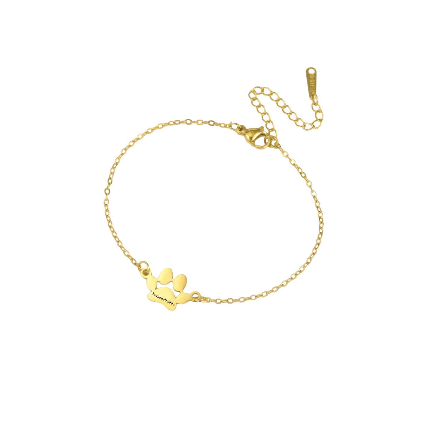 Pulsera con Dije de Huellita Personalizada Gold| Grabado exclusivo