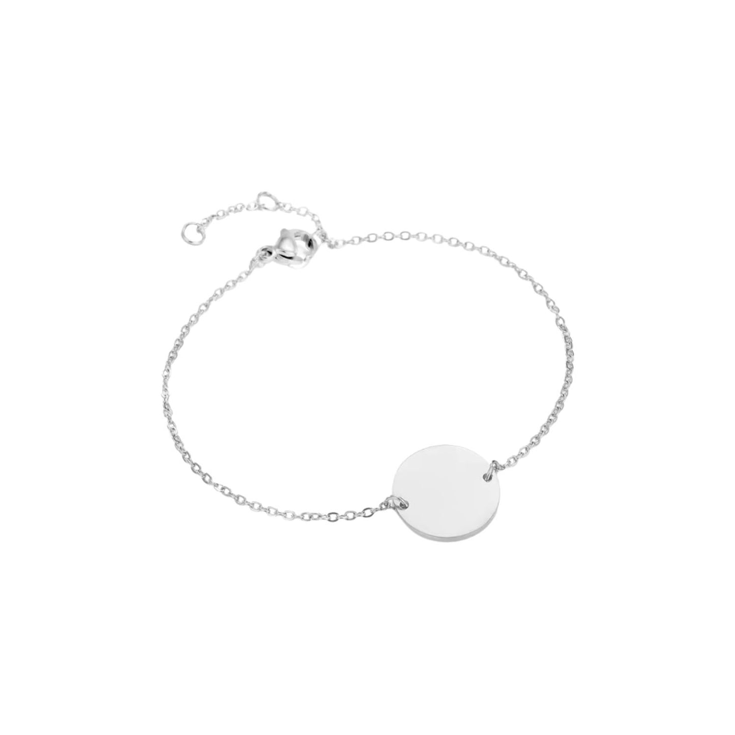 Pulsera con Medalla Circular Personalizable – Silver