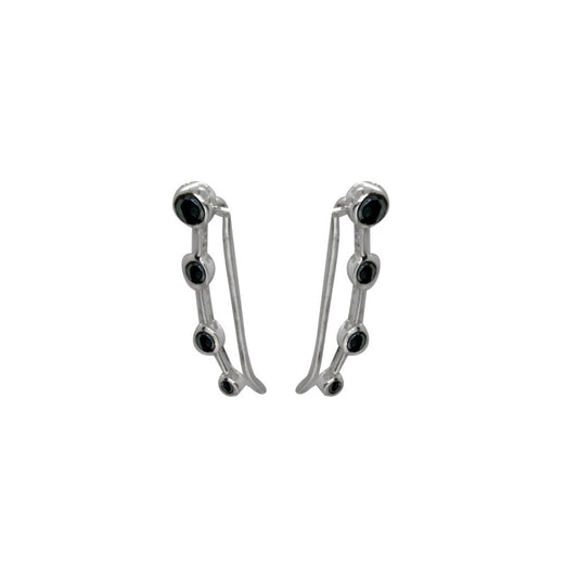 Aros Trepadores Ónix - Plata 925