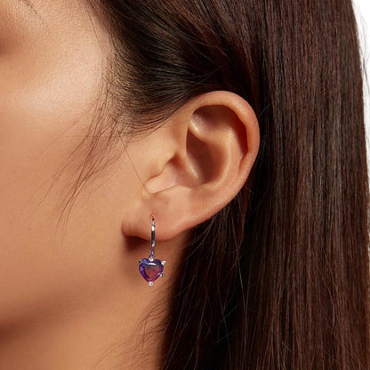 Aros Corazón violeta - Plata 925