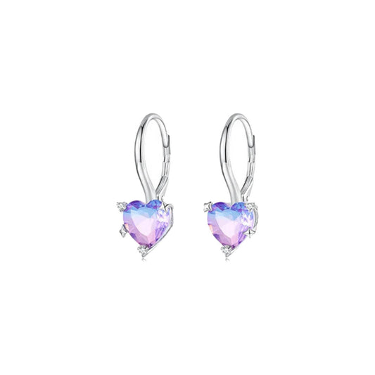 Aros Corazón violeta - Plata 925