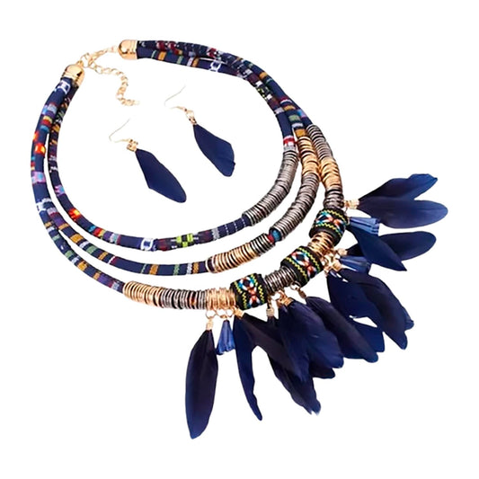 Set Étnico Plumas Blue