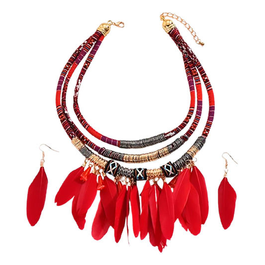 Set Étnico Plumas Red