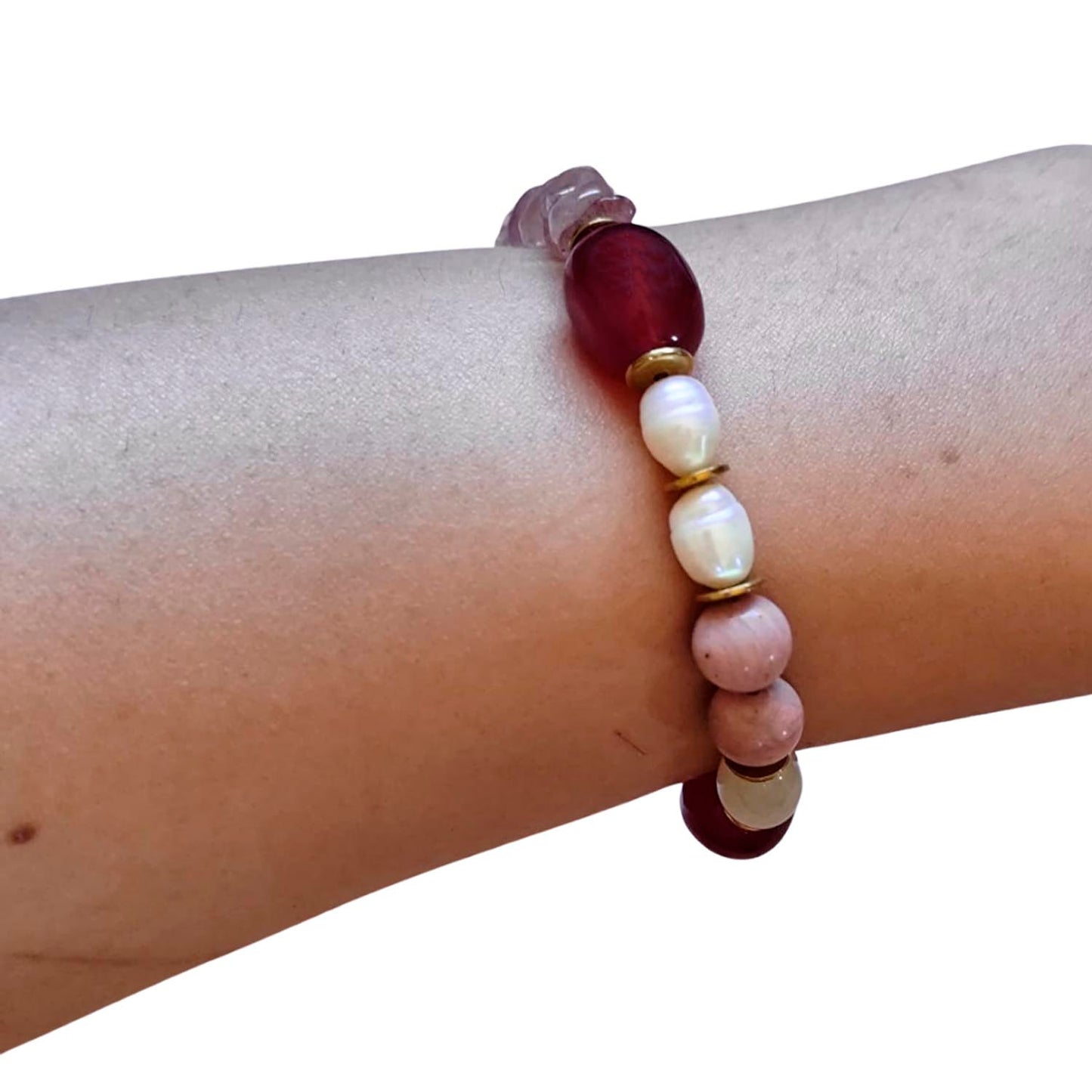 Pulsera Alma - Cuarzo , calcedonia, jade y perlas barrocas