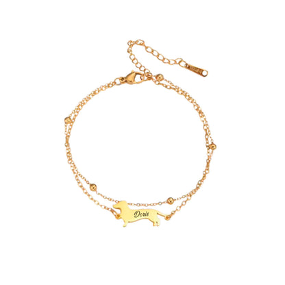 Pulsera con Dije de Perrito Personalizada Gold