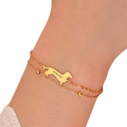 Pulsera con Dije de Perrito Personalizada Gold