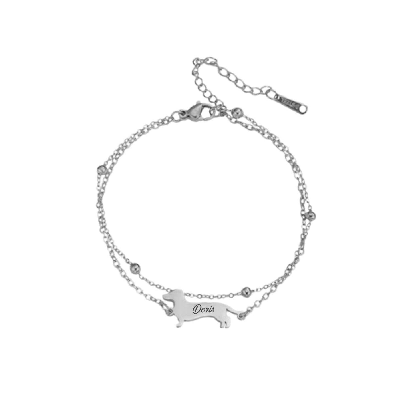 Pulsera con Dije de Perrito Personalizada Siver