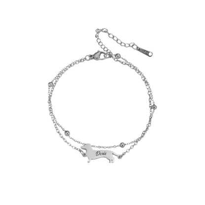 Pulsera con Dije de Perrito Personalizada Siver