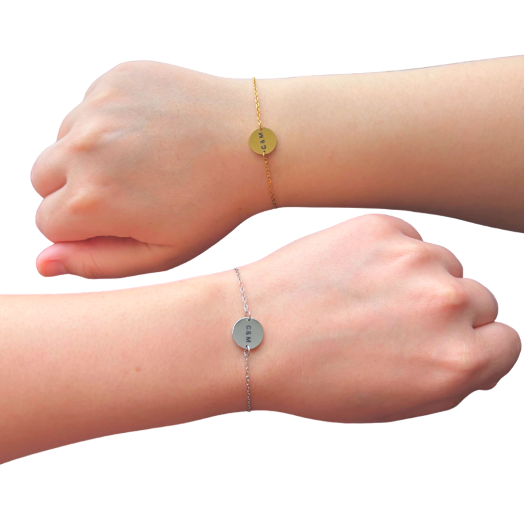 Set Pulseras Medalla 12mm personalizable