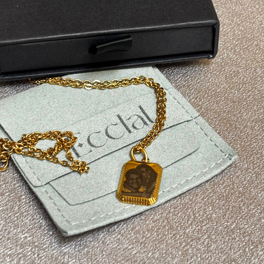 Collar Medalla Biselada personalizada - Gold