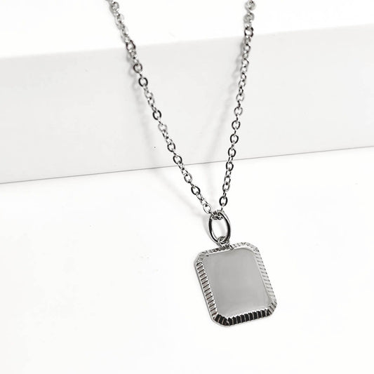 Collar Rectangular Biselado Silver personalizado