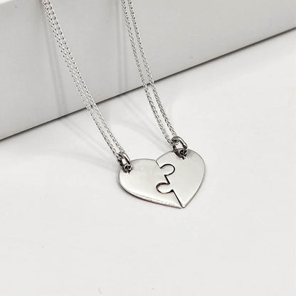 Collar para parejas con corazón dividido – Plata 925