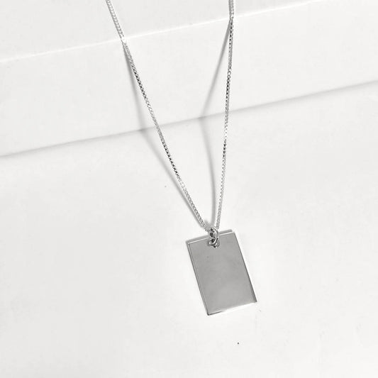 Collar Medalla Retrato Rectangular Personalizable – Plata 925