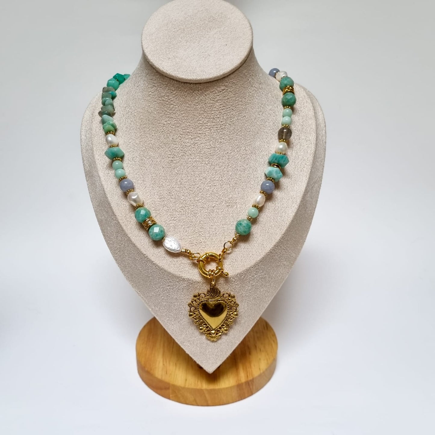 Collar Amazonas - Amazonitas, Calcedonia azul y labradorita