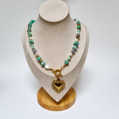 Collar Amazonas - Amazonitas, Calcedonia azul y labradorita