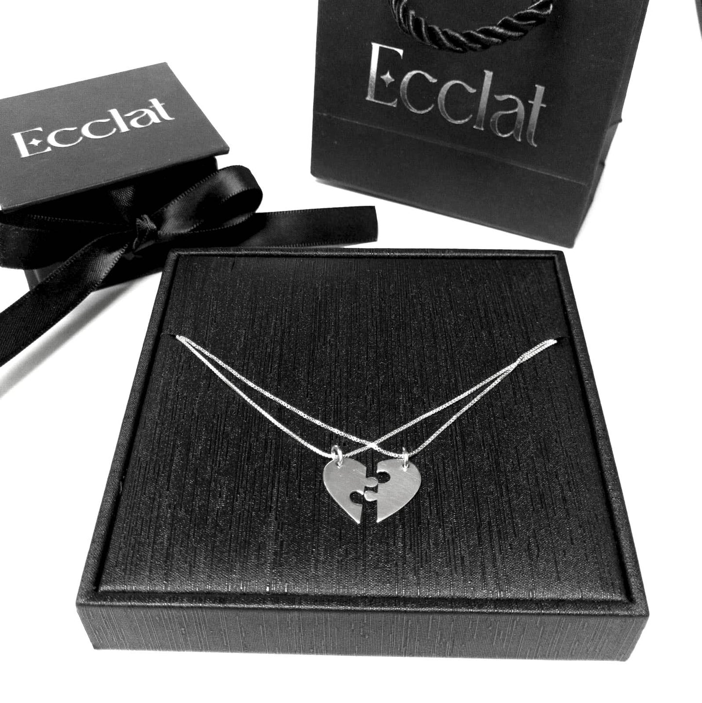 Collar Medalla Puzzle Corazón – Plata 925