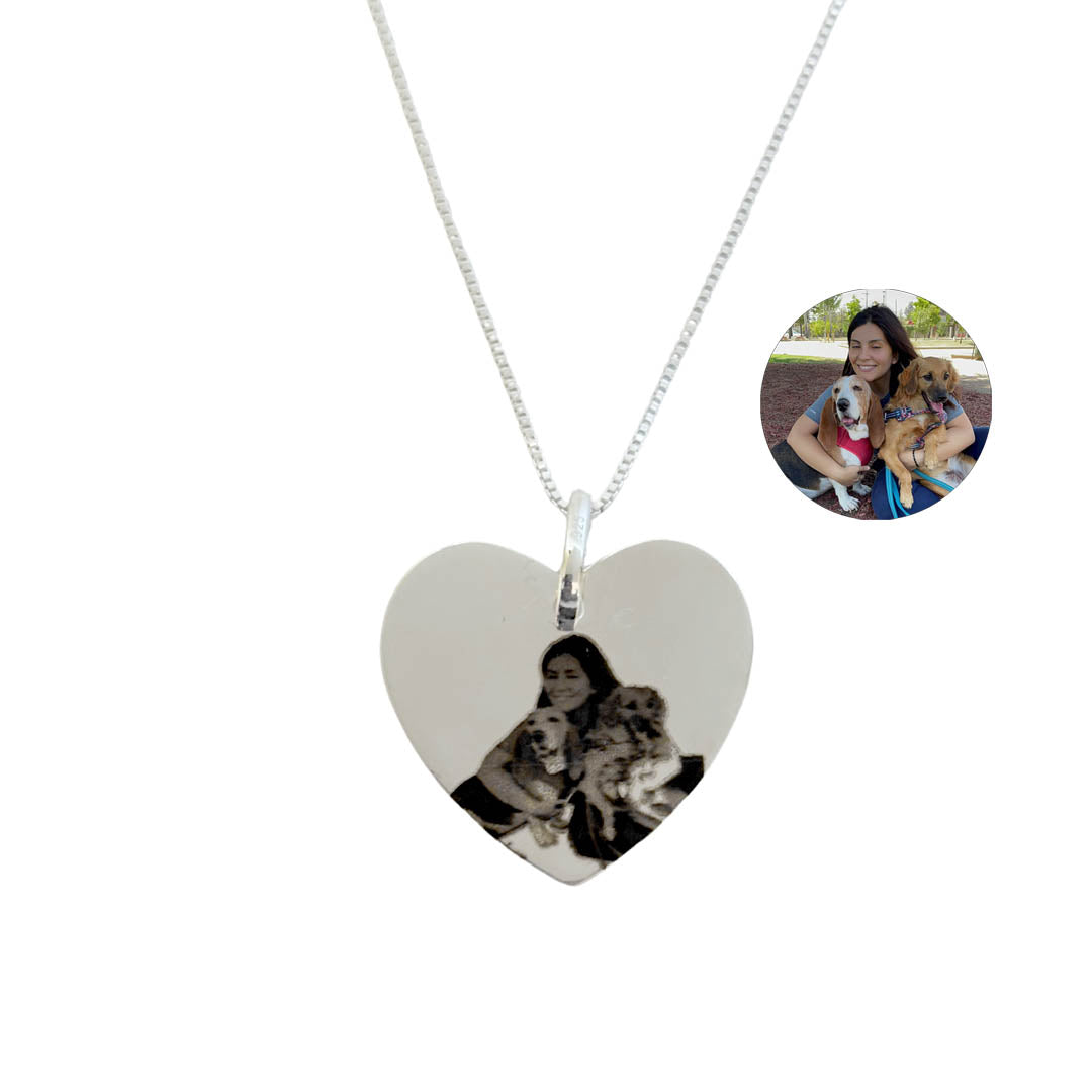Collar Medalla Corazón 20mm personalizado - Plata 925