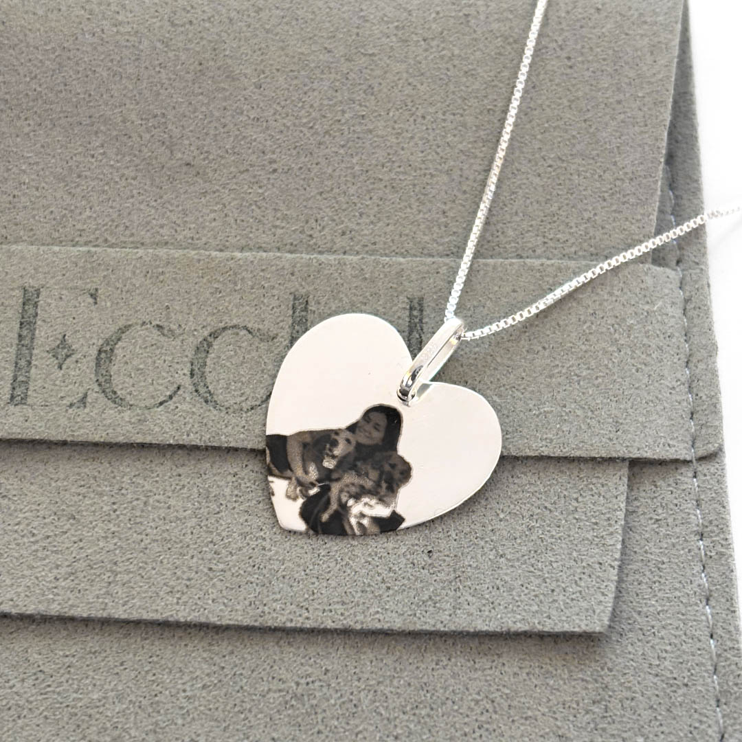 Collar Medalla Corazón 20mm personalizado - Plata 925