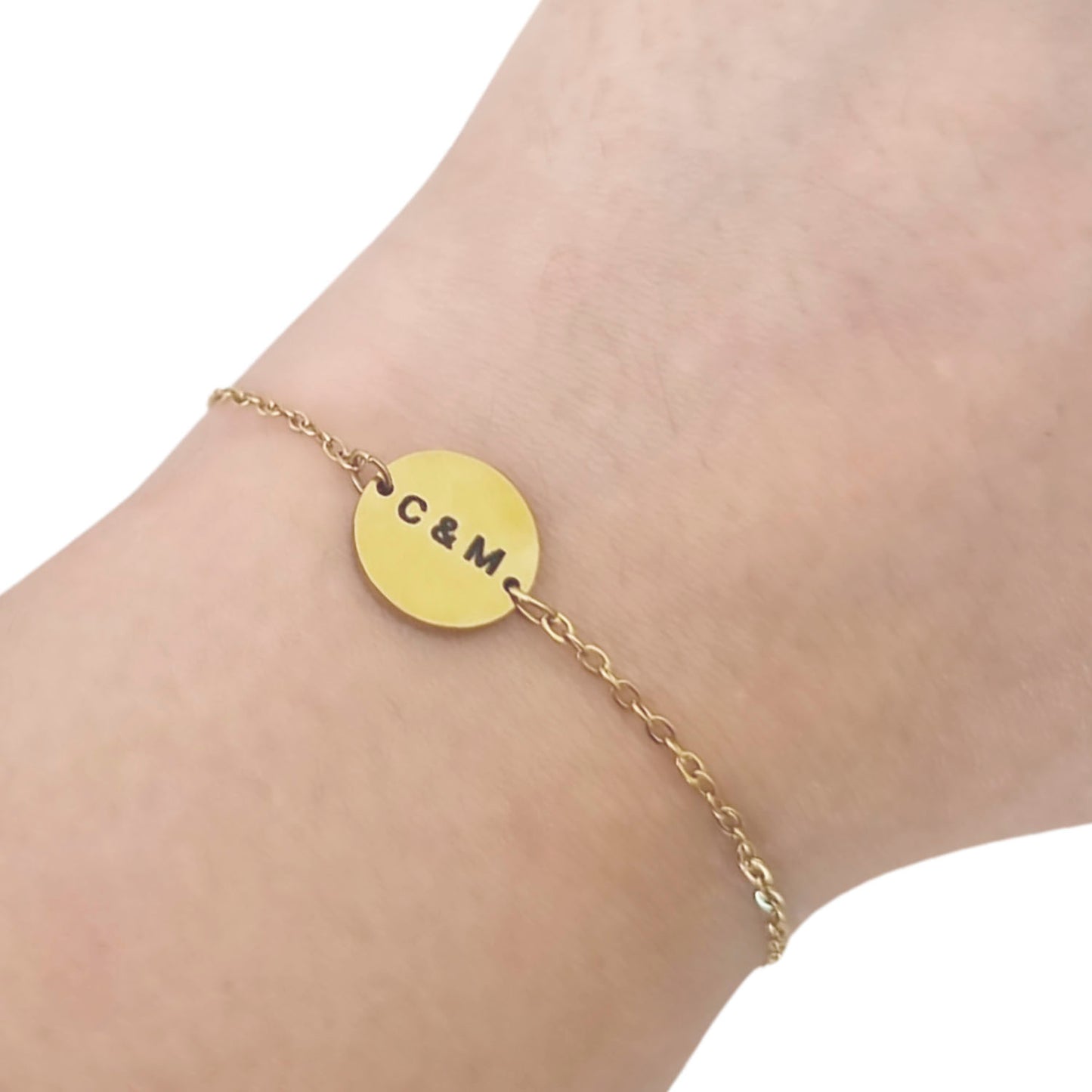 Pulsera con Medalla Circular Personalizable – Gold